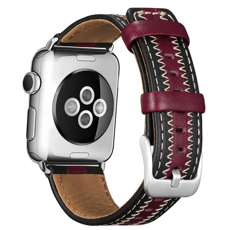 2 Tone Stitched Leather Apple Watch Bands